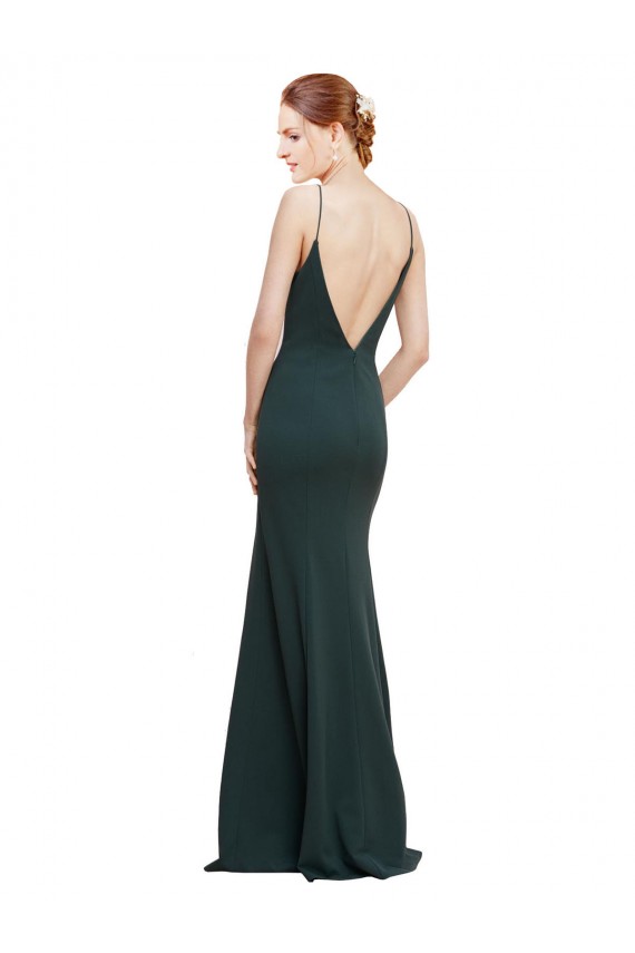 Rosa Crepe Esticado Linha A Costas em V Decote V Longo Formais Vestidos de Madrinha / Vestidos de Noite / Vestidos de Festa Acessíveis