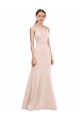 Rosa Crepe Esticado Linha A Costas em V Decote V Longo Formais Vestidos de Madrinha / Vestidos de Noite / Vestidos de Festa Acessíveis