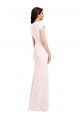 Rosa Crepe Esticado Linha A Decote V Longo Formais Vestidos de Madrinha / Vestidos de Noite / Vestidos de Festa Acessíveis