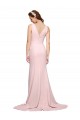 Rosa Crepe Esticado Linha A Sem Mangas Decote V Longo Vestidos de Madrinha / Vestidos de Festa
