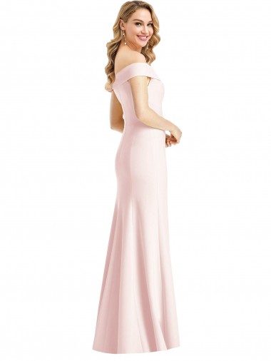 Rosa Crepe Esticado Trombeta Decote V Longo Formais Vestidos de Madrinha / Vestidos de Noite / Vestidos de Festa
