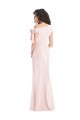 Rosa Crepe Esticado Trombeta Fora do Ombro Longo Formais Vestidos de Madrinha / Vestidos de Noite / Vestidos de Festa