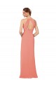Rosa Deserto Bainha Decote V Chiffon Longo Vestidos de Madrinha Acessíveis