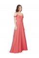 Rosa Deserto Linha A Fora do Ombro Chiffon Longo Vestidos de Madrinha Acessíveis