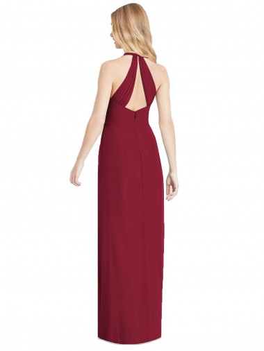 Rosa Deserto Trombeta Cabeçada Chiffon Longo Formais Vestidos de Madrinha / Vestidos de Noite