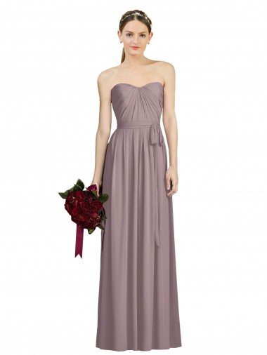 Rosa Empoeirada Linha A Amor Chiffon Longo Vestidos de Madrinha