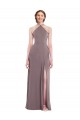 Rosa Empoeirada Linha A Cabeçada Chiffon Longo Formais Vestidos de Madrinha / Vestidos de Noite Acessíveis