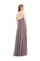 Rosa Empoeirada Linha A Cabeçada Chiffon Longo Formais Vestidos de Madrinha / Vestidos de Noite Acessíveis