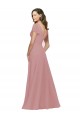 Rosa Empoeirado Chiffon Linha A Mangas Esvoaçantes Decote V Longo Vestidos de Madrinha Acessíveis