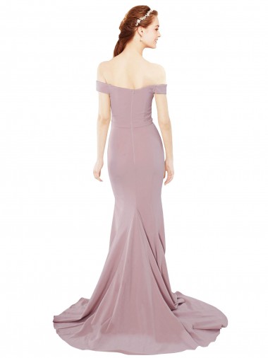 Rosa Empoeirado Crepe Esticado Sereia Amor Longo Formais Vestidos de Madrinha / Vestidos de Noite / Vestidos de Festa