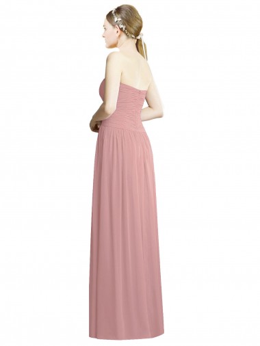 Rosa Empoeirado Linha A Amor Chiffon Longo Formais Vestidos de Madrinha / Vestidos de Noite