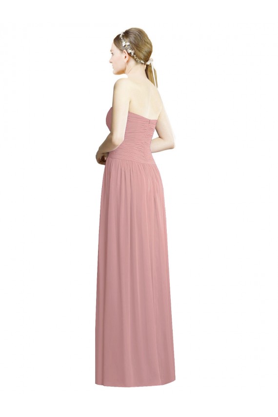 Rosa Empoeirado Linha A Amor Chiffon Longo Formais Vestidos de Madrinha / Vestidos de Noite Acessíveis