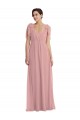 Rosa Empoeirado Linha A Cabeçada Chiffon Longo Vestidos de Madrinha Acessíveis