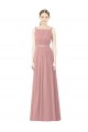 Rosa Empoeirado Linha A Decote Alto Chiffon Longo Vestidos de Madrinha Acessíveis