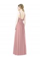 Rosa Empoeirado Linha A Decote Alto Chiffon Longo Vestidos de Madrinha Acessíveis