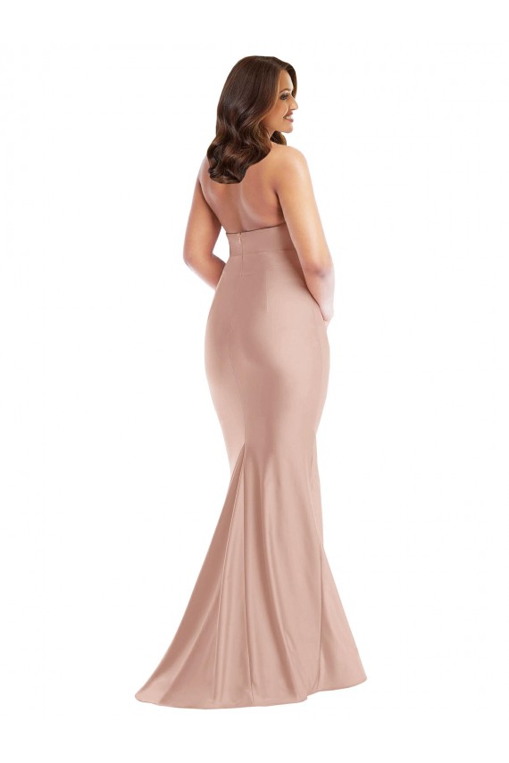 Rosa Empoeirado Sereia Cabeçada Cetim Sedoso Longo Formais Vestidos de Madrinha / Vestidos de Festa Acessíveis