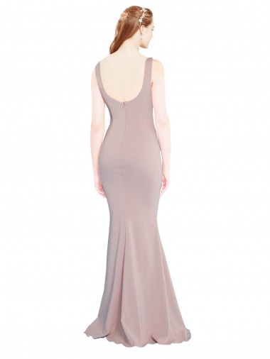 Rosa Empoeirado Sereia Colher Crepe Esticado Longo Formais Vestidos de Madrinha / Vestidos de Festa