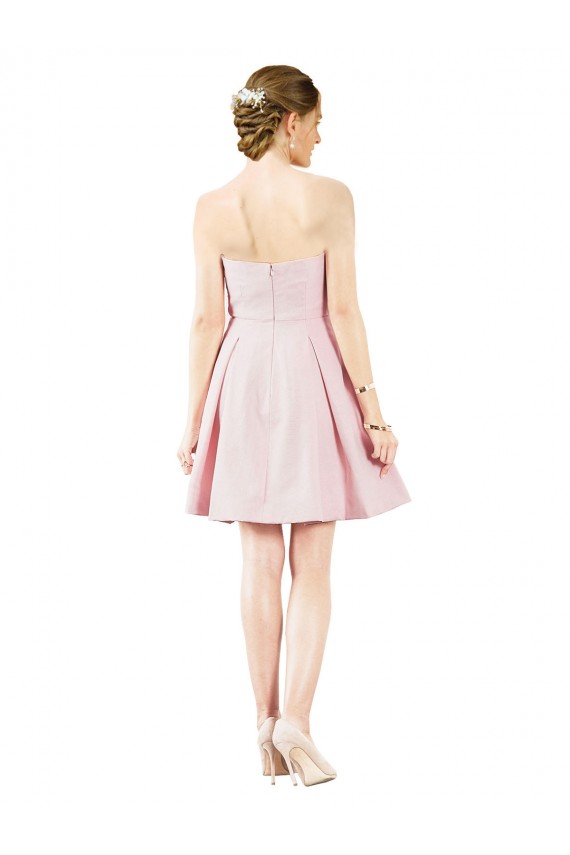 Rosa Linha A Amor Cetim Curto Vestidos de Madrinha / Vestidos de Homecoming Acessíveis
