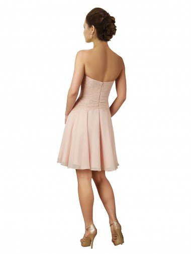 Rosa Linha A Amor Chiffon & Renda Curto Vestidos de Madrinha / Vestidos de Cocktail