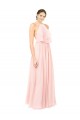Rosa Linha A Cabeçada Chiffon Longo Vestidos de Madrinha Acessíveis