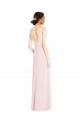Rosa Linha A Decote V Crepe Esticado Longo Vestidos de Madrinha / Vestidos de Festa