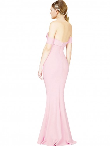 Rosa Linha A Sem alças Crepe Esticado Longo Formais Vestidos de Madrinha / Vestidos de Festa