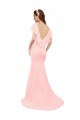 Rosa Sereia Decote V Chiffon Longo Vestidos de Madrinha Acessíveis