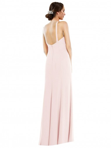 Rosa Trombeta Cabeçada Crepe Esticado Longo Formais Vestidos de Madrinha / Vestidos de Festa