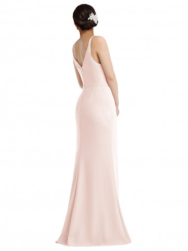 Rosa Trombeta Decote V Crepe Esticado Longo Formais Vestidos de Madrinha / Vestidos de Festa