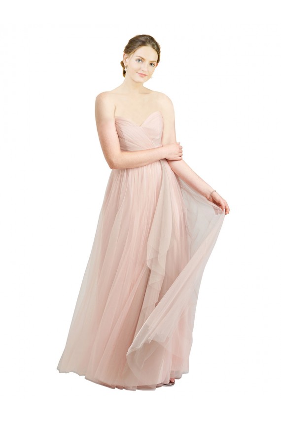 Rosa Tule Linha A Amor Longo Vestidos de Madrinha Acessíveis