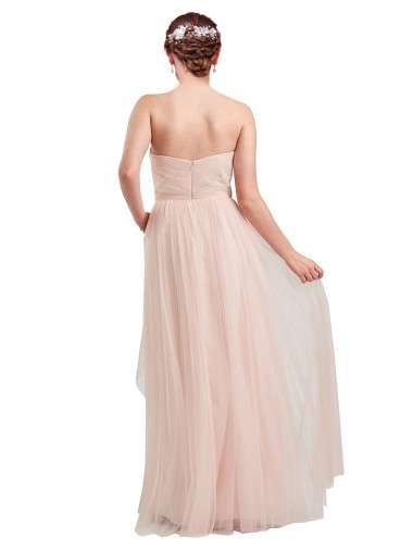 Rosa Tule Linha A Amor Longo Vestidos de Madrinha