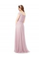 Rosa Tule Linha A Fora do Ombro Longo Vestidos de Madrinha