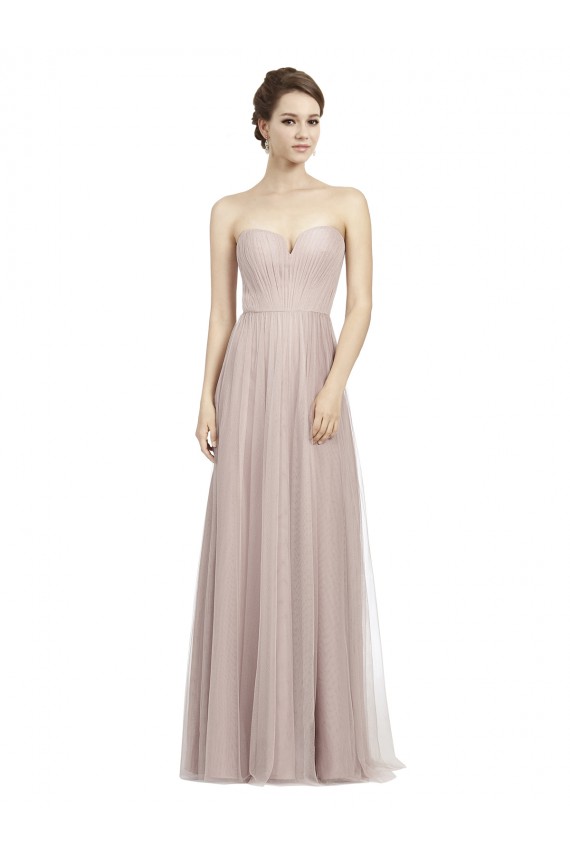 Rosa Vintage Tule Linha A Amor Longo Vestidos de Madrinha Acessíveis