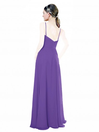 Roxo Linha A Alças finas Chiffon Longo Vestidos de Madrinha