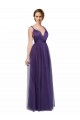 Roxo Linha A Alças finas Tule Longo Vestidos de Madrinha Acessíveis