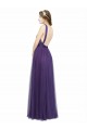 Roxo Linha A Alças finas Tule Longo Vestidos de Madrinha Acessíveis