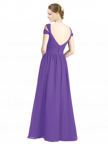 Roxo Linha A Fora do Ombro Chiffon Longo Vestidos de Madrinha