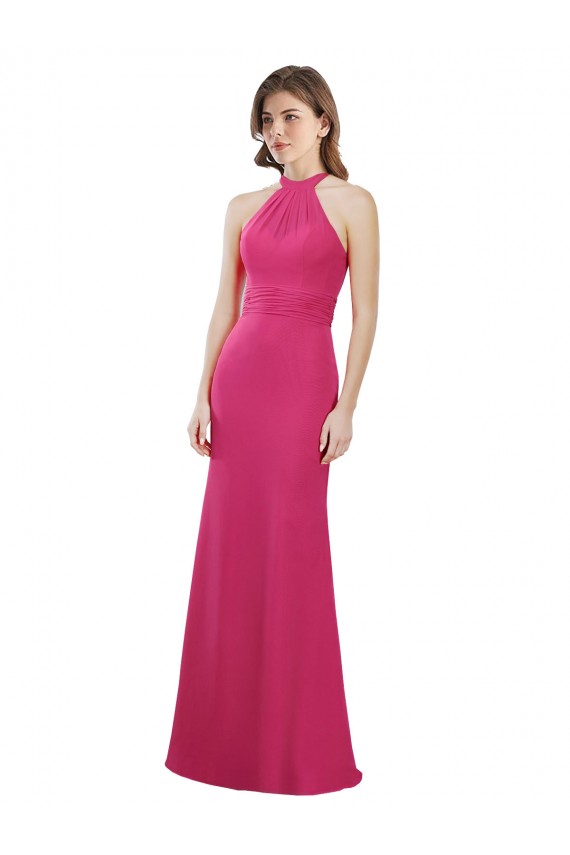 Rubi Linha A Cabeçada Chiffon Longo Vestidos de Madrinha Acessíveis