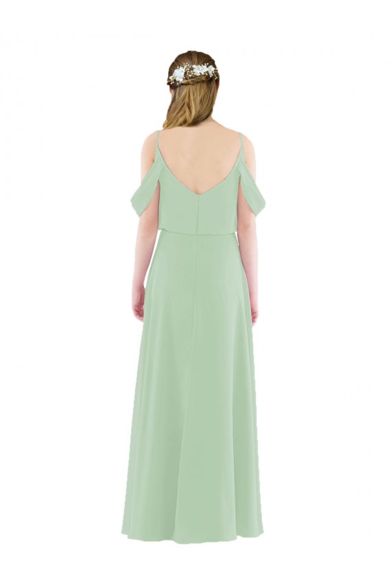 Sábio Bainha Fora do Ombro Chiffon Longo Vestidos de Madrinha Acessíveis
