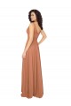 Sábio Chiffon Linha A Costas em V Decote V Longo Vestidos de Madrinha Acessíveis