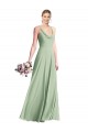 Sábio Chiffon Linha A Criss Cruz Decote Capuz Longo Vestidos de Madrinha Acessíveis