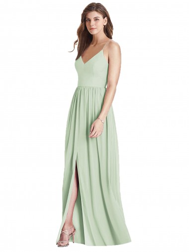 Sábio Chiffon Linha A Criss Cruz Decote V Longo Vestidos de Madrinha