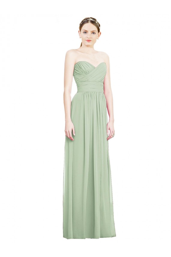 Sábio Chiffon Linha A Criss Cruz Sem alças Longo Vestidos de Madrinha