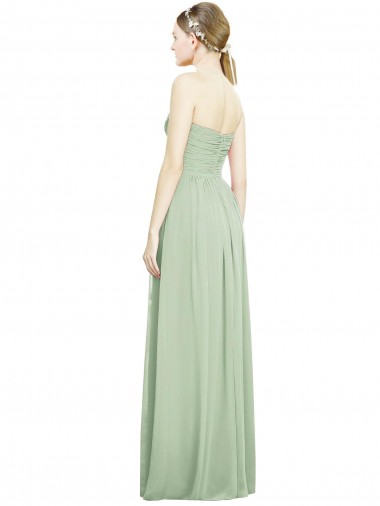 Sábio Chiffon Linha A Criss Cruz Sem alças Longo Vestidos de Madrinha