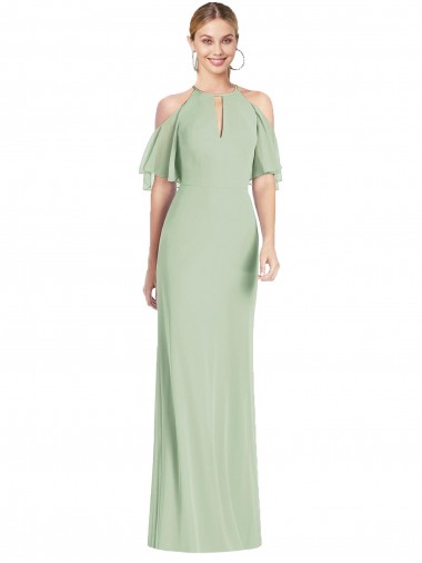 Sábio Sereia Cabeçada Chiffon Longo Vestidos de Madrinha