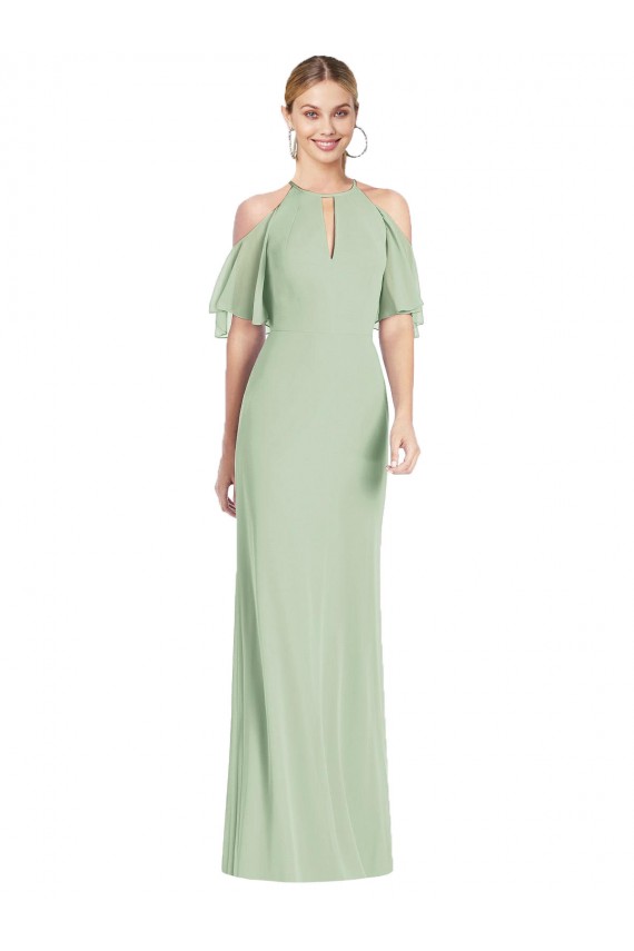Sábio Sereia Cabeçada Chiffon Longo Vestidos de Madrinha