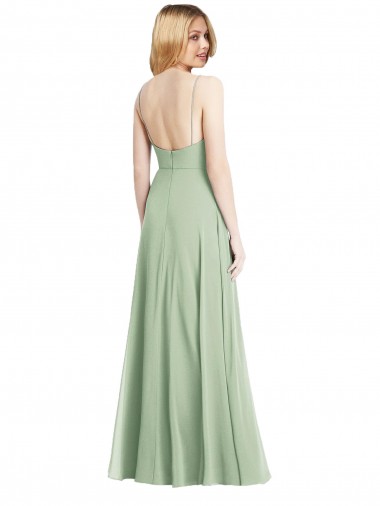 Sábio Trombeta Alças finas Chiffon Longo Formais Vestidos de Madrinha / Vestidos de Noite