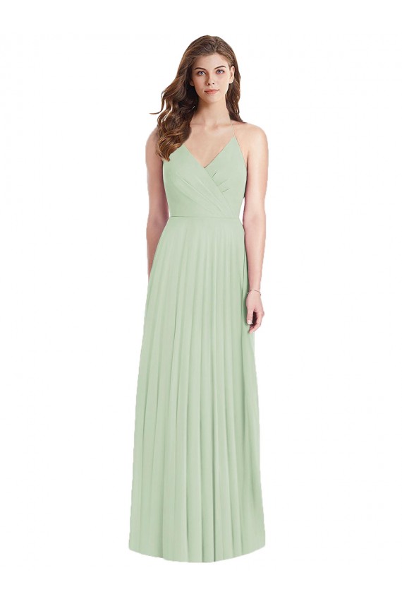 Sábio Trombeta Alças finas Chiffon Longo Vestidos de Madrinha