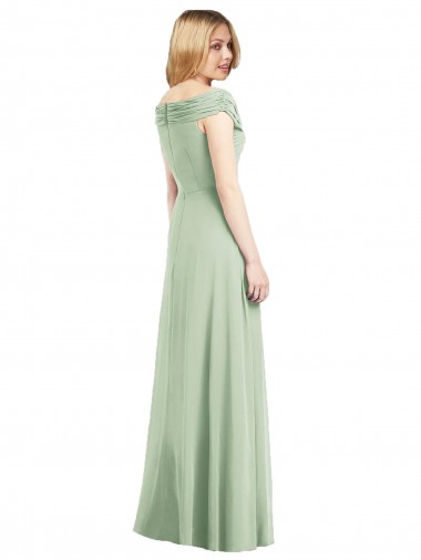 Sábio Trombeta Fora do Ombro Chiffon Longo Vestidos de Madrinha