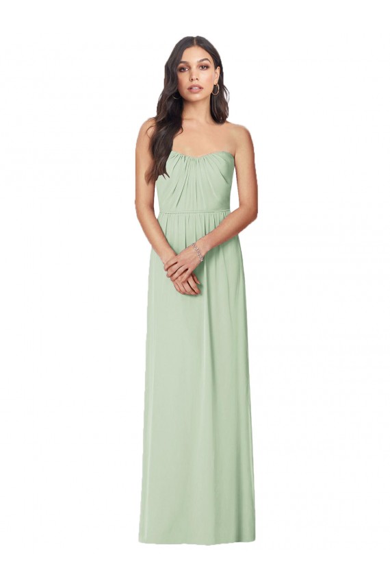 Sábio Trombeta Sem alças Chiffon Longo Vestidos de Madrinha Acessíveis
